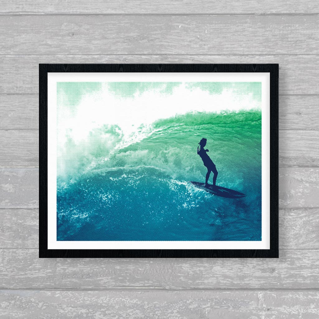 Surfer wave screen print