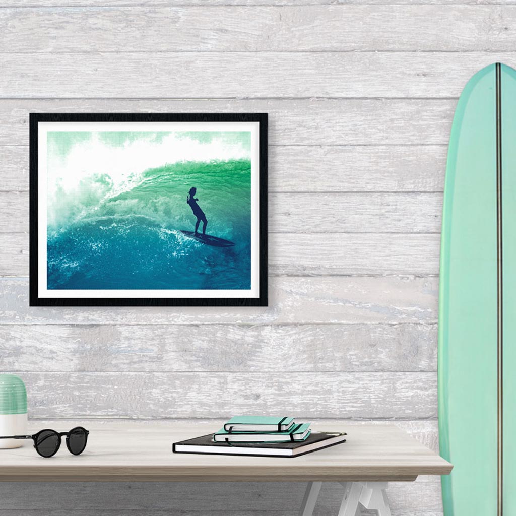 Surfer wave screen print